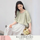 香影中袖襯衫女圓領(lǐng)2025夏裝新款慵懶泡泡袖氣質(zhì)淑女寬松藍(lán)色上衣 淺綠 M 160/84A/95-110斤