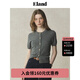 ELAND衣戀針織T恤女純色甜美下擺羅紋合身短袖上衣2025夏季新款 E03灰色(15)Grey M /165