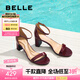 百麗（Belle）復(fù)古一字帶涼鞋女商場(chǎng)同款優(yōu)雅高跟涼鞋D8V1DBY5 酒紅 38 (240mm)