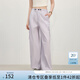 范思藍恩美式復古炸街束腳工裝褲女2025夏新款撞色寬松休閑褲2443 淺紫色 L