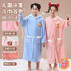 TKHE兒童長(cháng)袖浴巾帶帽斗篷男女中大童可穿浴袍柔軟吸水洗澡速干浴衣 兒童長(cháng)款帶袖可穿浴巾【藍色】 L碼【適合身高140-165cm】帶帽款
