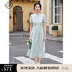 固執(zhí)（OBSTINATE）2025夏季新款中式泡泡短袖刺繡中長(zhǎng)款連衣裙32442LQ08998 淺藍(lán)色 L