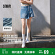 森馬（Semir）森柔牛仔|牛仔褲女不對(duì)稱裙褲小眾夏季個(gè)性寬松短褲103324122001