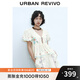 UR2025春季新款女裝波嬉風(fēng)V領(lǐng)刺繡系帶短袖開襟襯衫UYL250023 米白 S