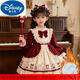迪士尼（Disney）原創(chuàng  )女童洛麗塔公主裙25新款兒童生日禮服裙洋氣女寶寶連衣裙秋冬 酒紅色265【加絨】 無(wú)配飾 140 cm