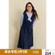 獨(dú)束大碼減齡MIU系假兩件連衣裙女2024冬新款磨毛斜紋中長款裙子 霧黑藍(lán) 2XL (尺碼：4)