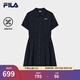 FILA 斐樂(lè )官方女子連衣裙2025秋新款時(shí)尚休閑舒適收腰短袖襯衫裙 傳奇藍-NV M 165/84A/M