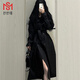 妙妙禧風(fēng)衣外套女中長(cháng)款小個(gè)子新款秋冬流行氣質(zhì)chic輕奢感過(guò)膝風(fēng)衣 【甜系酷辣風(fēng)】黑色風(fēng)衣 L 建議105-120斤