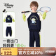 Disney baby迪士尼男童套裝兒童衛衣衛褲兩件中小童裝秋季開(kāi)學(xué)新款 深藍 120