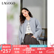 lagogo淺藍立領(lǐng)短外套女拉谷谷2025年春新款甜酷運動(dòng)風(fēng)全棉夾克衫 淺藍色 S