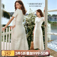 Olrain【七夕】歐芮兒法式杏白色連衣裙夏季女裝氣質(zhì)鏤空針織裙子 杏白色 L