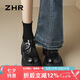 ZHR厚底單鞋女復(fù)古輕便魔術(shù)貼樂福鞋英倫通勤皮鞋配裙子JF172黑色37