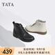 他她（TATA）休閑馬丁靴女款真皮簡約加絨平底短靴子冬季新款7BJ48DD4 黑色 38