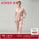 愛(ài)慕家居服女士含桑蠶絲24SS絲潤長(cháng)袖分身套裝長(cháng)袖睡衣睡褲AM469621 香桃粉30G S (160)