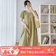 婧麒（JOYNCLEON）孕婦裝夏季連衣裙2025新款雪紡寬松顯瘦口袋長(cháng)裙大碼減齡孕婦裙子 綠色 XXL