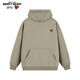 查爾斯桃心連帽衛衣男女情侶同款純色基礎百搭運動(dòng)休閑套頭上衣 卡其色 L