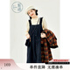 紫涵（ZIHAN）紫涵純色毛絨吊帶連衣裙女冬季森系學(xué)院風(fēng)無(wú)袖A字中長(cháng)裙 藏青 M