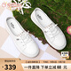 金利來(lái)（goldlion）女鞋休閑板鞋圓頭舒適平底耐穿免系帶小白鞋 668220189白杏39