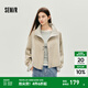 森馬（Semir）外套女秋季花苞拼接格子寬松立領(lǐng)2025新款復古風(fēng)文藝通勤夾克 咖色調00355 M