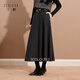 三彩【綿羊毛】2025冬季新款復古半身裙毛呢傘裙A字裙寬松長(cháng)裙S