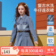 ASK JUNIOR兒童裙子2025秋女童復古水洗牛仔連衣裙百褶裙 藍色 150