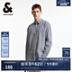 杰克·瓊斯（JACK&JONES）男裝簡約男士襯衣寬松版型條紋設(shè)計休閑文藝風(fēng)長袖襯衫224305036 E40深藍色 常規(guī) S 170