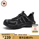 駱駝牌 透氣男鞋網(wǎng)面增高城市休閑戶外輕量徒步鞋 P15M342004 夜黑色 43