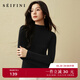 詩(shī)凡黎（'SEIFINI）【打底王者鈴蘭花】詩(shī)凡黎木耳邊半高領(lǐng)針織衫25秋新款薄款毛衣女 黑色 L