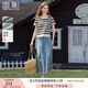 香影牛仔半身裙女中長款2025夏裝新款藍(lán)色毛邊絕美顯瘦傘裙a字裙 牛仔藍(lán) S 155/80A/85-95斤