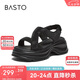 百思圖25夏商場同款涼鞋戶外厚底女涼鞋BP731BL5 黑色 36