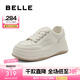 百麗（Belle）休閑百搭小白鞋女商場同款舒適時尚板鞋B1S2DBM4 米色-網(wǎng)面 37 (235mm)