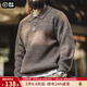 馬登工裝 美式復古針織polo衫慵懶風(fēng)寬松翻領(lǐng)套頭雜色毛衣男秋季 咖色 XL