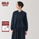 無(wú)印良品（MUJI） 女式 棉紗長(cháng)袖罩衫女士襯衫襯衣內搭秋款女裝春季 上衣 BC2KUA4A 深藏青色 M (160/84A)