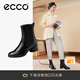 愛(ài)步（ECCO）靴子女 冬季休閑粗跟切爾西女靴皮靴 雕塑222433 HL 黑色22243301001 36