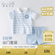 戴維貝拉（DAVE＆BELLA）童裝男童套裝帥氣衣服兒童運(yùn)動(dòng)套裝男孩夏季新款洋氣短袖夏裝 藍(lán)色條紋 90 cm（建議身高80-90cm）