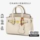CHARLIE&KELLI CK品牌包包女包2025新款手提鉑金包輕奢時(shí)尚單肩包生日禮物女 米白色