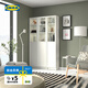 宜家（IKEA）BILLY畢利玻璃門書柜帶門落地收納客廳置物柜儲物柜書架 3門白色120x30x202cm