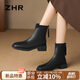 ZHR短靴女粗跟增高時(shí)尚氣質(zhì)馬丁靴女后拉鏈百搭女靴 BL210 黑色 39