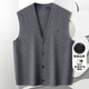 夢(mèng)特嬌（MONTAGUT）秋冬男背心v領(lǐng)開(kāi)衫馬甲羊毛針織衫毛衣坎肩柔軟厚款 中灰 50 