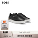 BOSS博斯【禮物】男士2025夏季新款經(jīng)典條紋細(xì)節(jié)皮革運(yùn)動(dòng)鞋 001-黑色 41