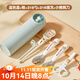沃德百惠（WORTHBUY）316不銹鋼抗菌兒童餐具收納盒可愛(ài)勺筷叉套裝寶寶學(xué)訓練筷四件套 圓窗藍+勺+面叉+筷+剪刀 4頭
