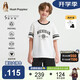 暇步士（Hush Puppies）童裝男童套裝25夏大童美式休閑短袖T恤兒童運(yùn)動(dòng)短褲 本白  160 