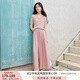 香影彩虹條紋針織衫女2025夏新款t恤鏤空多巴胺風(fēng)v領(lǐng)粉色短袖上衣 銀牡丹色 休閑褲（K85S682） L 165/88A/110-125斤