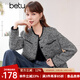 百圖betu女裝春季新款短外套高級感小香風(fēng)長(cháng)袖毛呢外套女2401T40 黑色 M