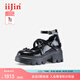 艾今（IIJIN）2024新款9.5cm厚底內(nèi)增高新中式盤(pán)扣瑪麗珍鞋女YF706ASWG 黑色 36