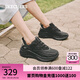 斯凱奇（Skechers）運動鞋女糕糕鞋女士綁帶休閑運動鞋小白鞋厚底增高117513 全黑色/BBK 39