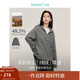 茵曼（INMAN）2025秋冬女裝新款手工拉毛半拉鏈翻領(lǐng)套頭毛衫季落肩毛 中灰色 M