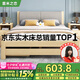 意米之戀實木床雙人床軟包床1.5m*1.9m床+5cm椰棕床墊包安裝RB-B04(套裝)