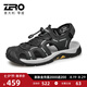 零度Zero涼鞋男2025夏季戶外休閑沙灘鞋舒適魔術(shù)貼可調(diào)節(jié)男士包頭拖鞋 283-黑色 【松緊帶】 42
