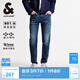 杰克·瓊斯（JACK&JONES）男裝秋季YKK拉鏈logo皮標(biāo)水洗貓須日常修身牛仔褲男褲225132080 A14深牛仔藍(lán) 常規(guī) 32 175 W32/L32